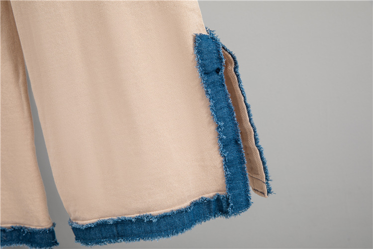 Elegant Stripe Knit Top With Wide-Leg Split-Hem Pants Set, Casual Chic Two-Piece Outfit For Women Versatile & Polished Design_ecoleips.com