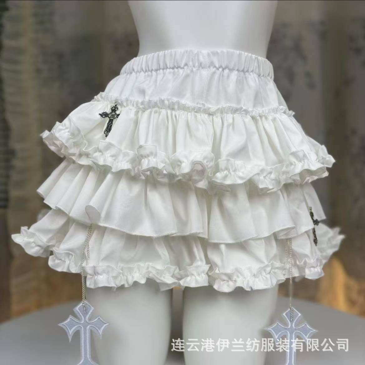 Ballet-Style White Tutu Skirt with Double Bow Detail, Cute Roleplay Costume — detail image 1