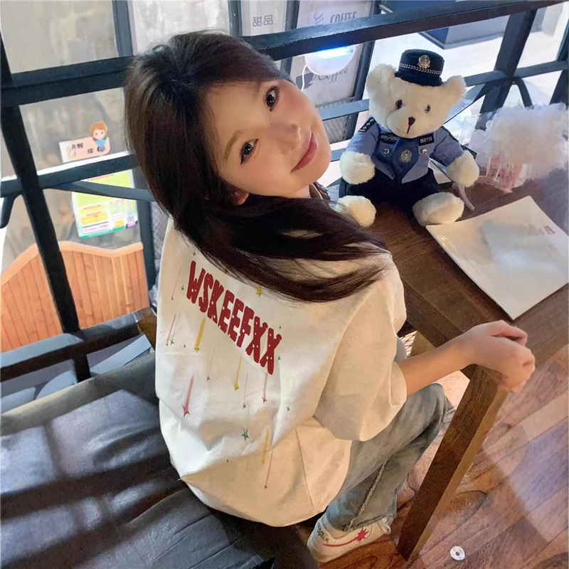 New American Style Retro Pure Cotton Heavy-weight Short-sleeved T-shirt Women's Design Sense Instagram National Fashion Brand Niche Short-sleeved Top