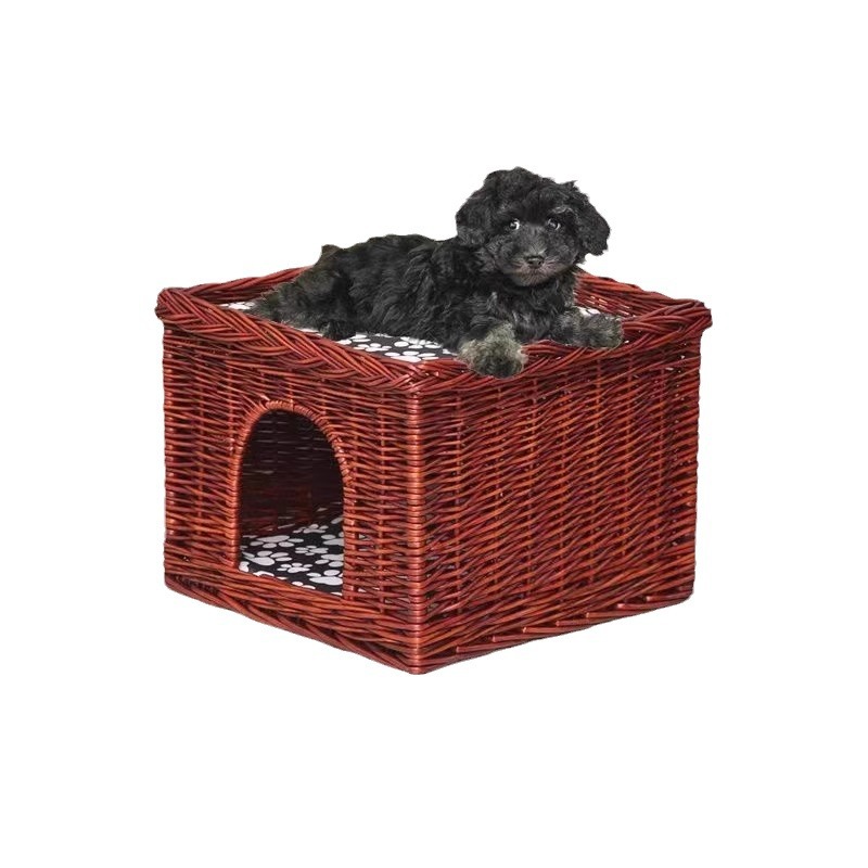 Nido de gato de tejido de sauce VIP Teddy Bear pequeño perro de cuatro estaciones general desmontable y lavable perro de tejido de caña multicapa perro de mascotas