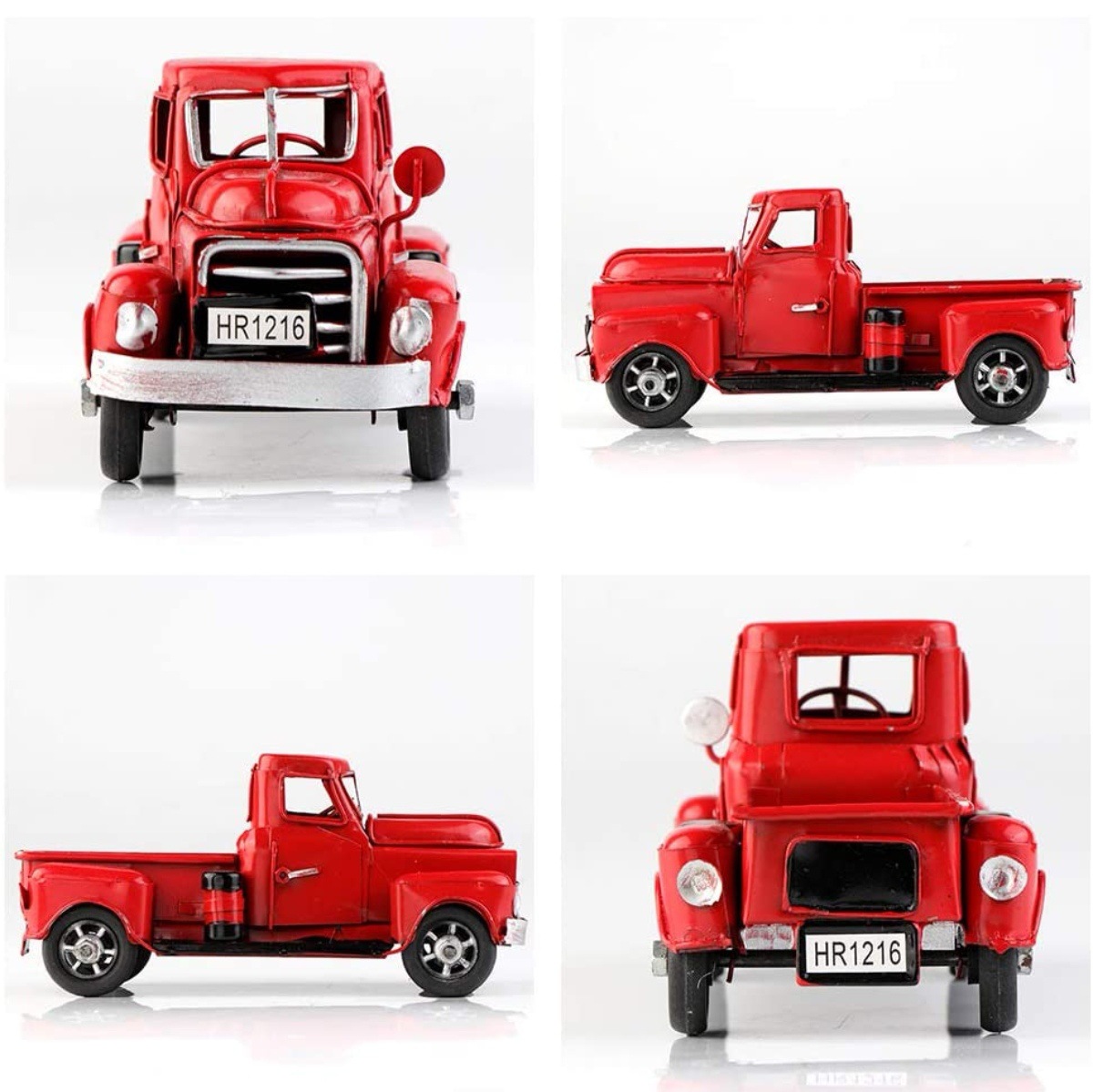 アマゾン越境レトロレッドトラック装飾メタルミニカー模型鉄製置物クリスマスデコレーションギフト