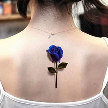 风3立体性感玫瑰图案胸部锁骨纹身贴防水女持久逼真花朵遮疤