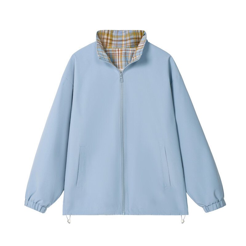 Plaid Patchwork Stand Collar For Men, Spring Autumn, American Style, Trendy Brand, Windproof, Waterproof, High Street,_voghion.com
