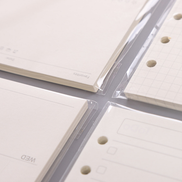 2021 Year Blank Grid 6-Hole Spiral Bound Inner Core A5 Horizontal Line Spiral Notebook Replacement Inner Core