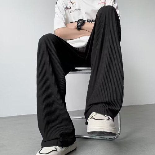 Men's Casual Long Pants 2025 New Summer Thin Version Korean Style Trendy Loose Plus Size Straight Leg Drop Ice Silk Pants