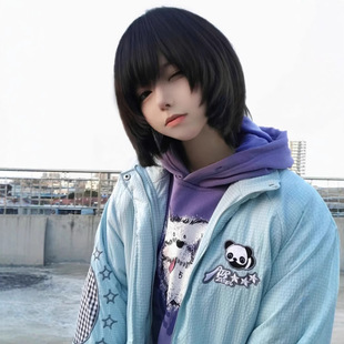 [Haruji Nakamura] Short Hair Wig for Women with High-Level Oblique Bangs and Clavicle Hair Japanese Style Lolita Full Headgear