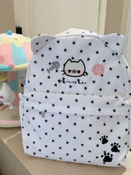 Cross-Border Hot-Selling Star Cat Backpack with Embroidered Paw Prints, Japanese-Style Girl Backpack, Middle School Student School Bag Wholesale