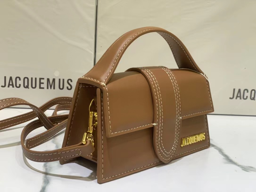 Jacquemus Le Bambino Brown Leather Contrast Stitching