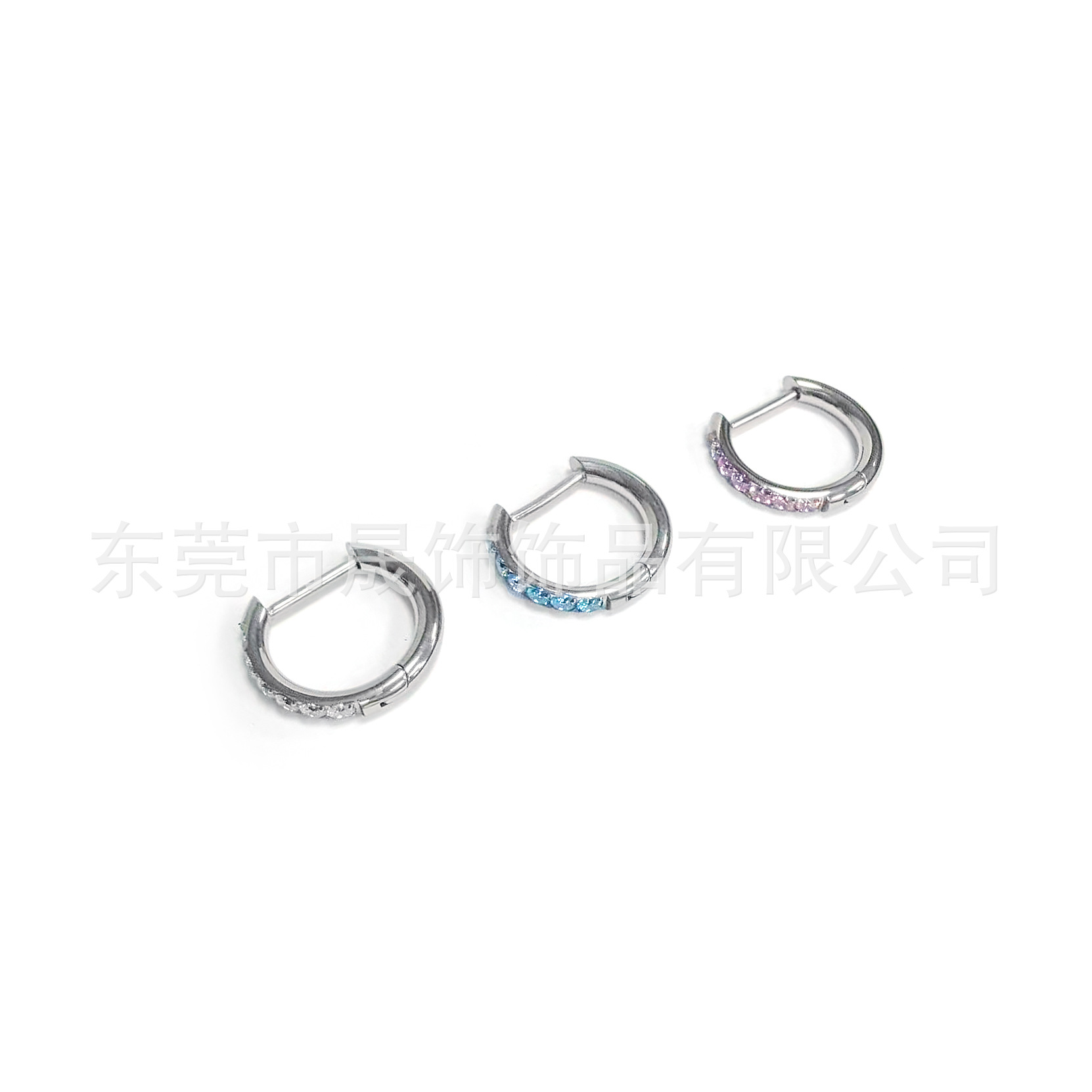 F136 Titanium Alloy Earring D 半 Diamond 直 Needle Ear 扣 Studded 5A Cubic Zirconia 无缝圈G23 Titanium 人体 Piercing Jewelry