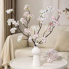 仿真花梨花樱花枝桃花枝禅意插花绿植假花装饰摆件花束场景布置
