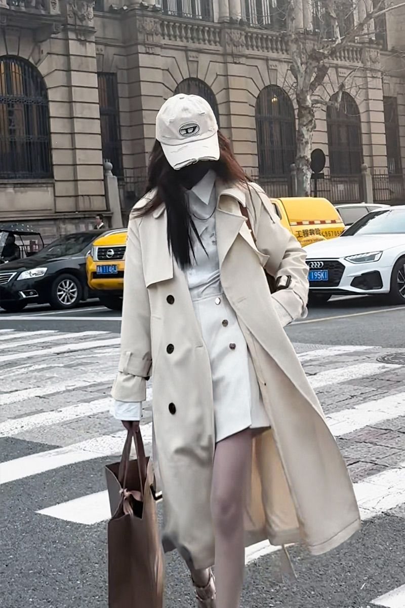 风衣外套女中长款2025春秋季新款高级感垂感英伦风小个子女神大衣