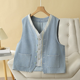 Guofeng vest women's plus size 2024 autumn new chubby girl waistcoat 200kg retro jacquard loose sleeveless coat