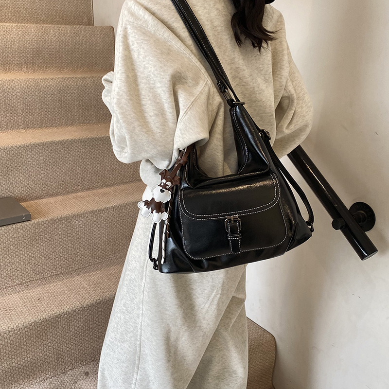 Vintage Maillard brazalete, mochila de mujer, invierno 2024 nuevo estilo simple de hombro de gran capacidad.