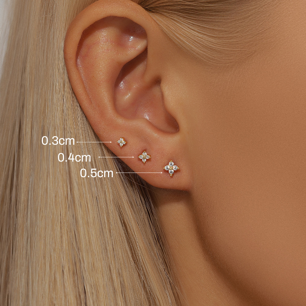 1g Weight Ear Studs Classification Ear Cartilage Rings & Studs Piercing Type 3 Pieces Set Quantity Daily, Festival Occasion 925 Sterling Silver Material Flower Pattern Women's Gender Plating Design Simple Style, Classic Style Style 3 Pieces Set Ear Cartilage Rings & Studs Simple Style Classic Style Flower 925 Sterling Silver Plating Ear Cartilage Rings & Studs 6