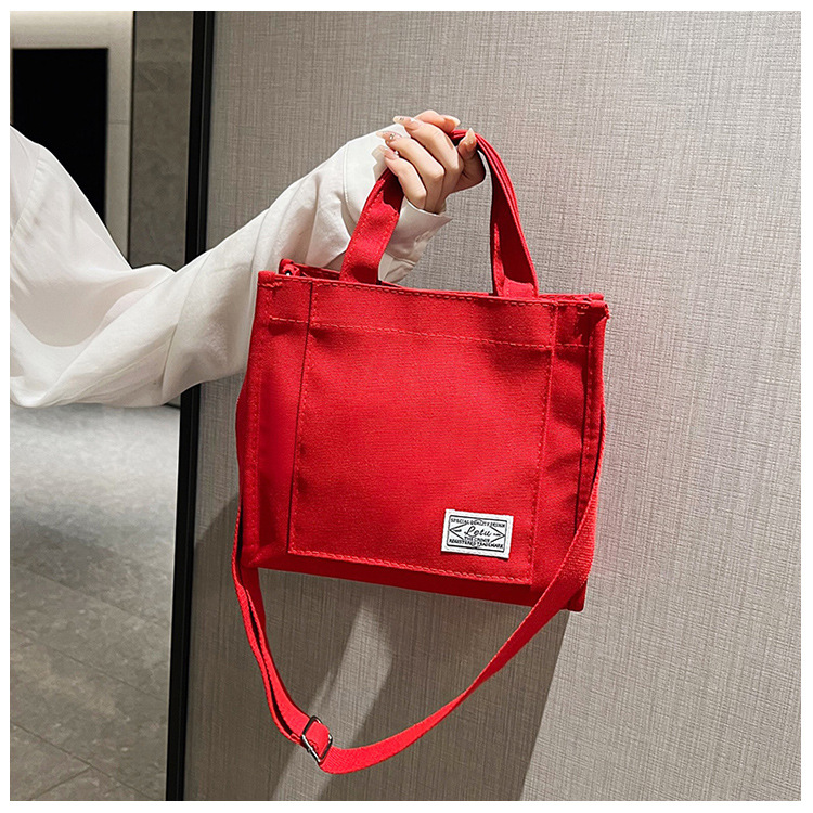 257g Weight Polyester Lining Material Sewing Thread Fashion Element Zipper Closure Type Single Shoulder Strap, Top Handle Strap Type Square Bag Bags Type Casual Occasion Canvas Material Solid Color Pattern All Seasons Season Women's Gender Streetwear Style Square Shape Women's Canvas Solid Color Streetwear Sewing Thread Square Zipper Square Bag 9