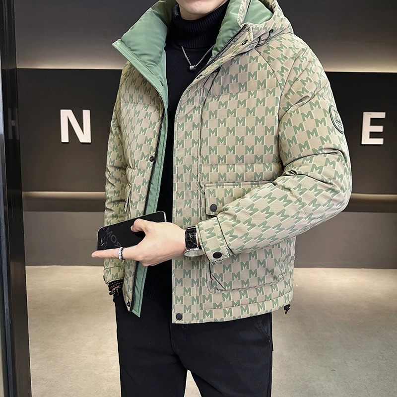 Мужской пуховик зимний 2024 новый стиль буквенно-принт трендовое пальто