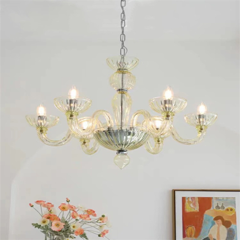 French Murano Glass Chandelier Modern Italian Light Luxury Designer Creative Living Room Bedroom Dining Room Branch Lamps