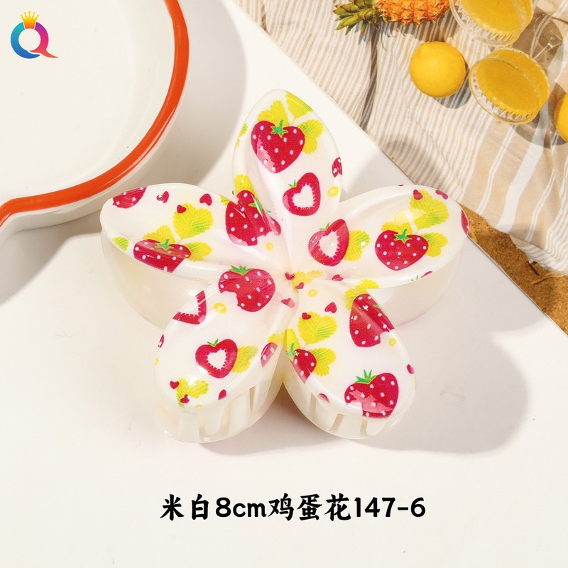 奇阅跨境夏日清新水果印花发夹高级感UV印花抓夹鲨鱼夹发饰品批发|undefined