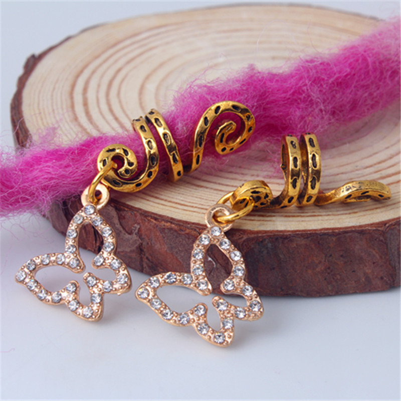 Wig Dirty Braid Headwear Braided Hair Ring Hair Ring Spring Alloy Soft Ceramic Diamond Butterfly Pendant Hair Clip DIY Pendant