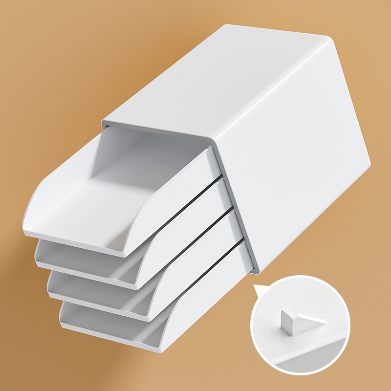 Caja de almacenamiento de archivos de oficina A4 Caja de almacenamiento de papelería Caja de almacenamiento de escritorio abierta multicapa Estante de clasificación de libros