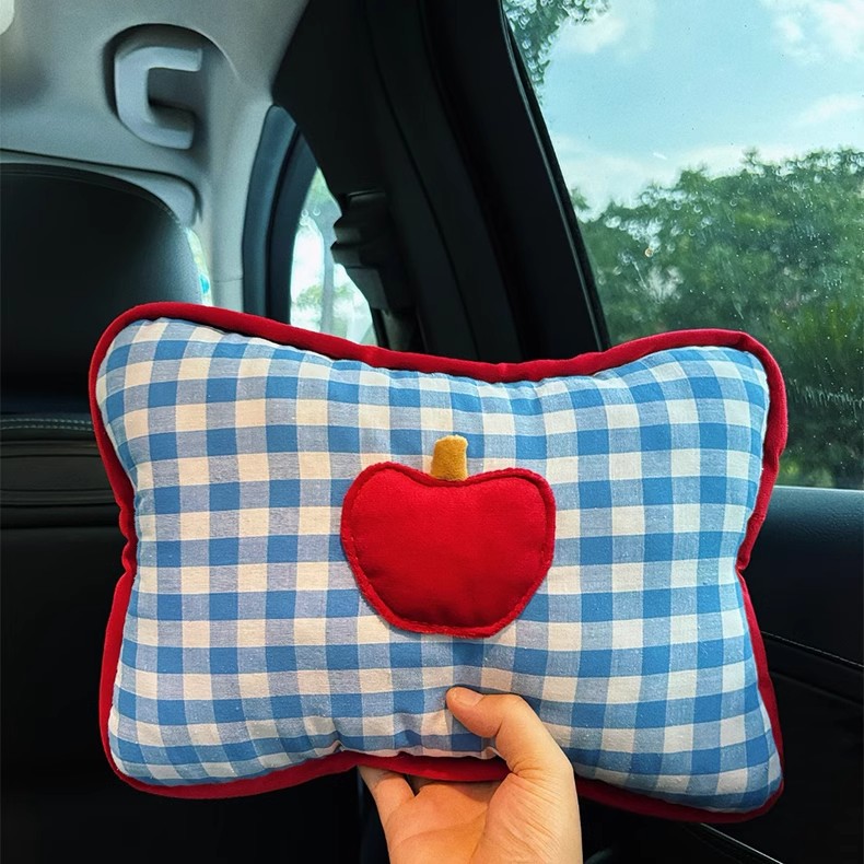 Cute car seat headrest car neck pillow comfortable blue apple series car pillow car pillow a pair of pillows