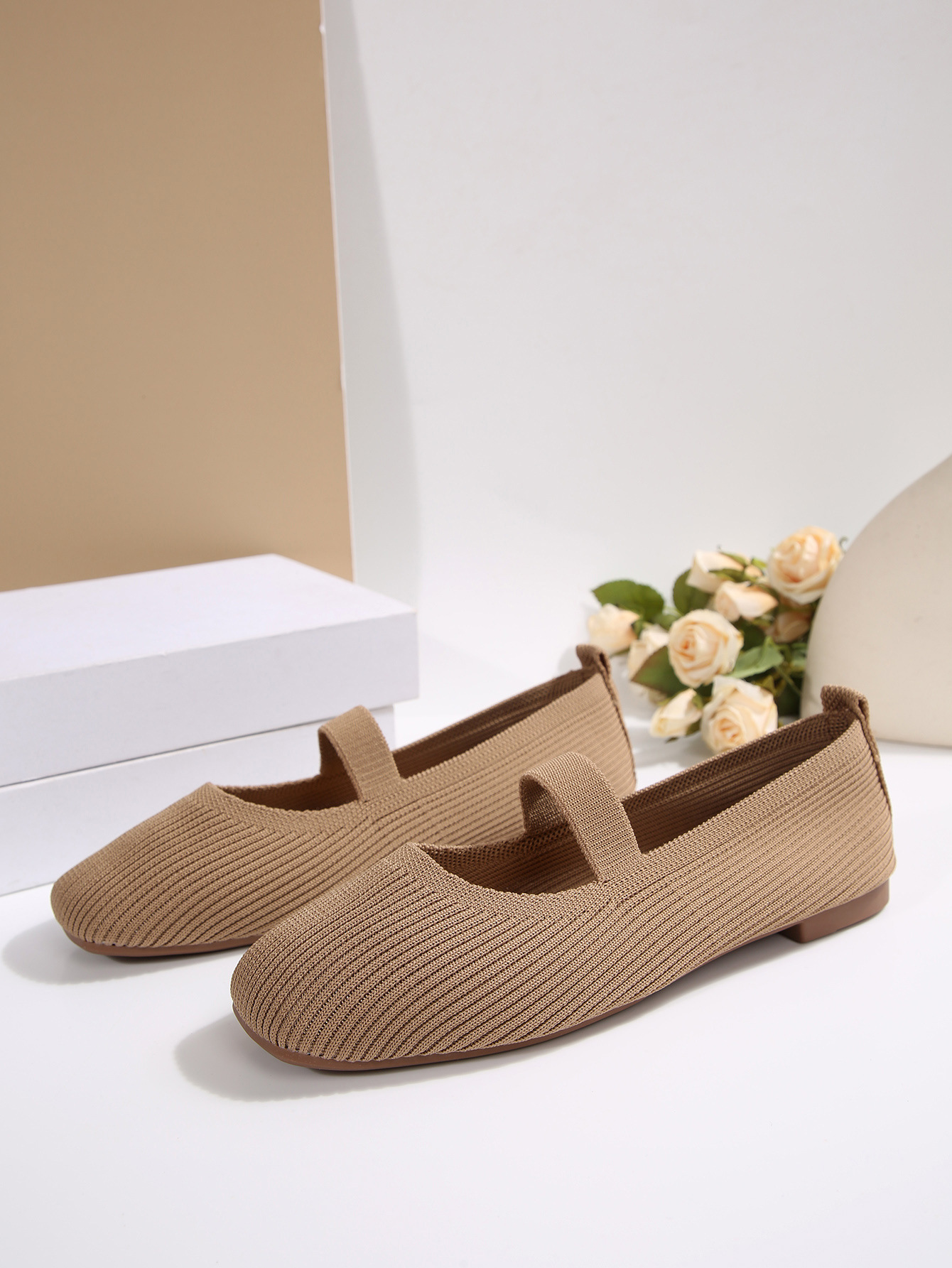 Women's Flat Knit Loafers Breathable Casual Slip On Shoes Low Cut Plus Size Autumn New Style_vogvips.com