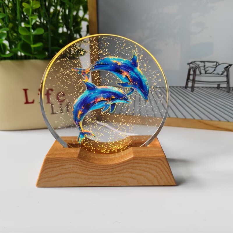 星空宇宙銀河 3D 立体レーザーカラー印刷内彫刻クリスタルボール発光ナイトライト装飾品|undefined