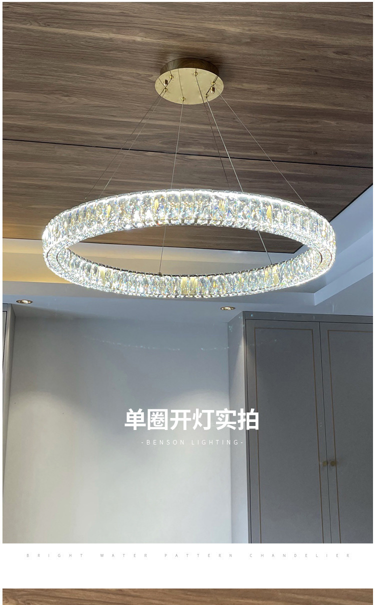 Double-story building large chandelier minimalist modern staircase long pendant light luxury LED crystal lamp villa open-plan living room lighting