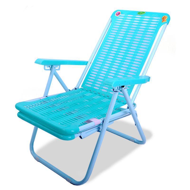 躺椅批发简约塑料椅折叠椅午休午睡沙滩椅睡椅办公室休闲靠椅蓝色|ru