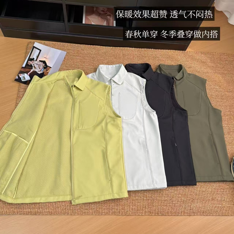 bh7860BY Autumn Men's Stand Collar Soft Shell Fleece Vest Windproof Anti-Wrinkle Business Casual Sports Outdoor Versatile
