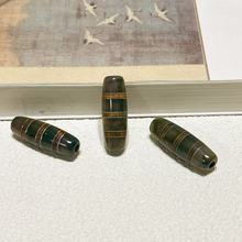 绿玛瑙三线镶嵌纹路玉珠方珠桶珠手串DIY配件