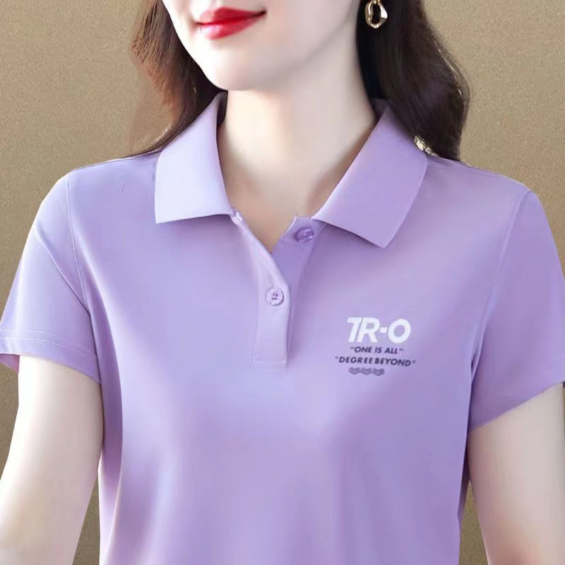 棉有领上衣女装短袖夏季新款广场舞蹈休闲宽松遮肉运动恤衫潮|undefined