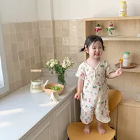 Корейский летний детский марлевый спальный мешок с короткими рукавами, противоударное одеяло с разрезом для ног, ночная рубашка для девочек, ночная рубашка для мальчиков, детская цельная пижама