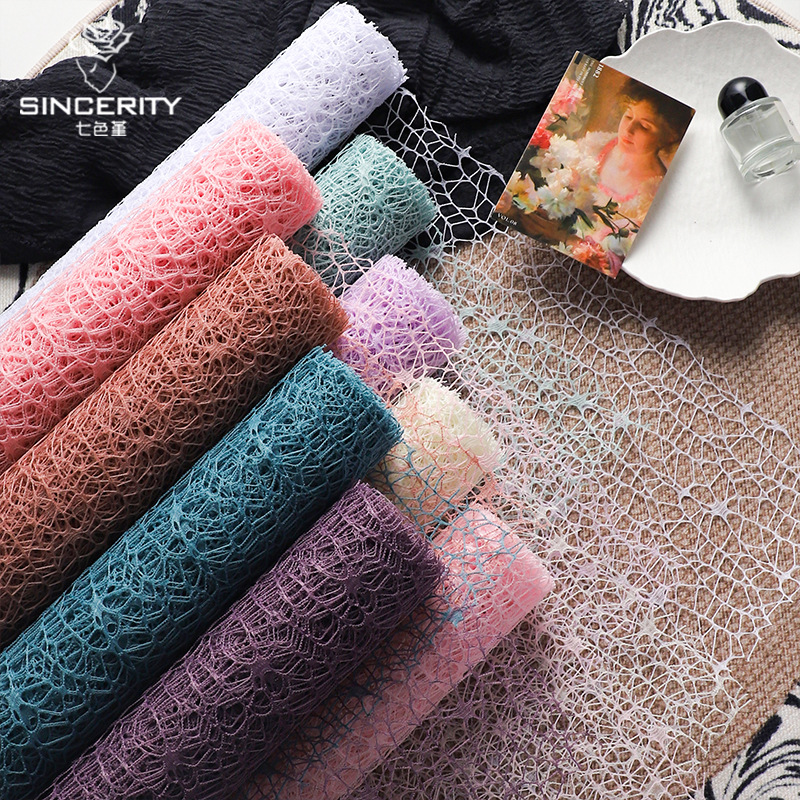 Qisejin bricolaje red de gasa hecha a mano jacquard red de gasa coreana ramo de flores florales papel florero floristería material floral