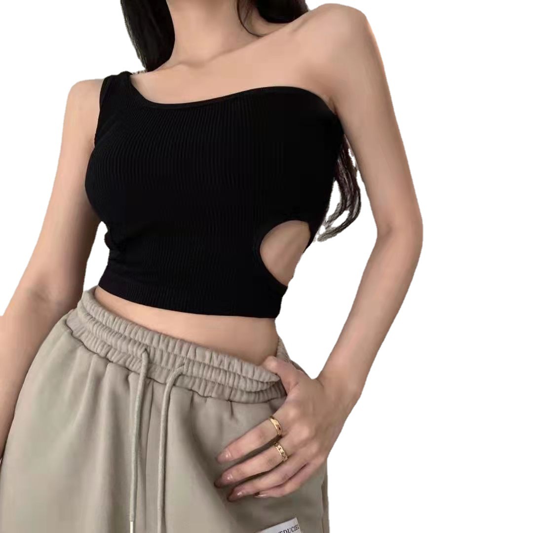 Ropa exterior de camisola sexy para mujer con almohadilla en el pecho chica caliente de moda estilo coreano top de un solo hombro mujeres