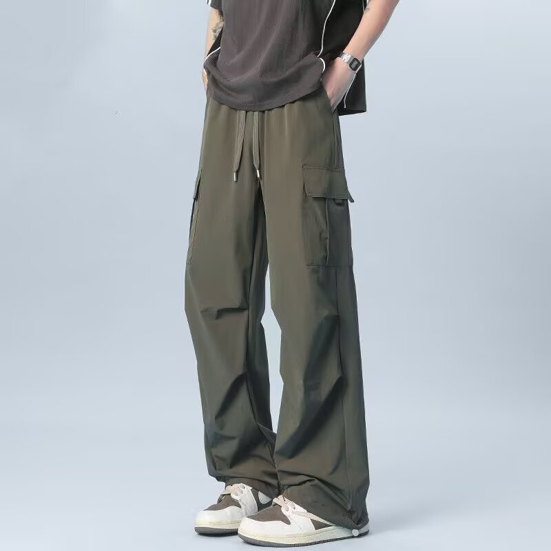 Men's Workwear Casual Pants 2025 Summer Thin Japanese Style Loose Slimming Drawstring Casual Wide-Leg Pants Men's Clothing