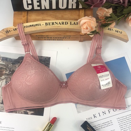 Mei Fang 223 small cup type A cup without steel ring thin bra soft and comfortable dark flower underwear back two-row buckle bra