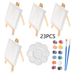ミニ画架画板セット23点セット子供初心者アクリル油絵顔料デスクトップ木製三脚