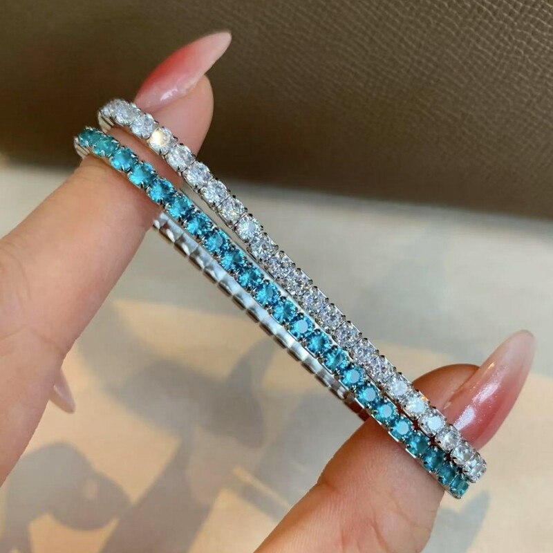 Niche Fashion Light Luxury Full Diamond Tennis Bracelet Women's Hip-Hop Bracelet Colorful Zircon Versatile Fashion Jewelry Wholesale