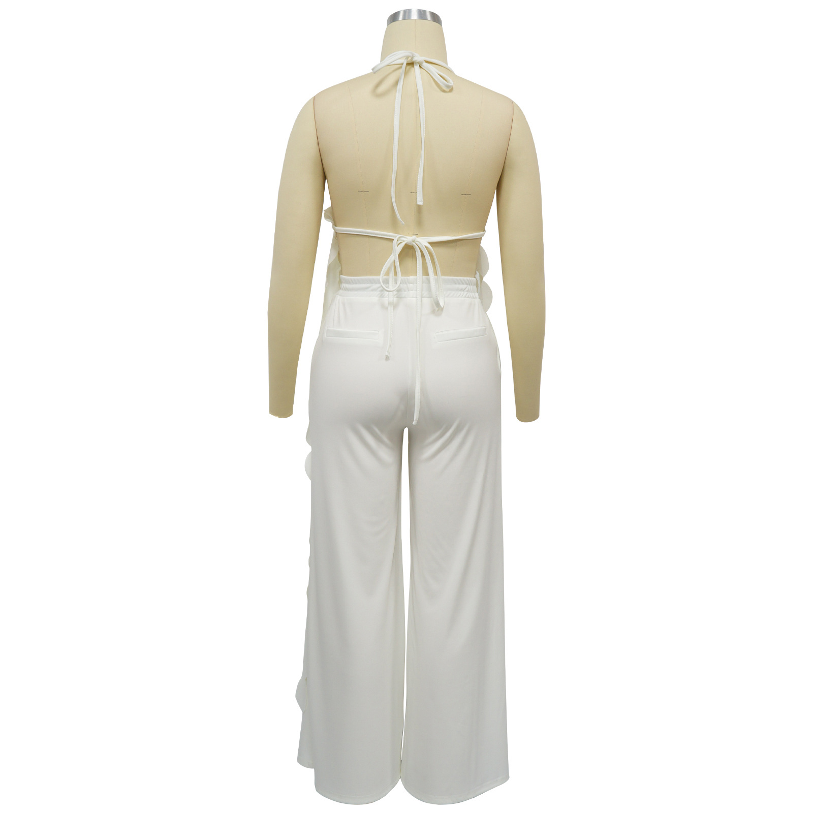 591g Weight Sleeveless Sleeve Length Spandex, Polyester Fabric Type Pant Co-ord Set Sets Type 2 Pieces Set Quantity Holiday, Street Occasion Halter Neck Neckline Loose Fit Type Solid Color Pattern Summer Season Women's Gender Backless Design Sexy, Streetwear Style Holiday Street Women's Sexy Streetwear Solid Color Spandex Polyester Backless Pant Co-ord Set Pants Sets 7