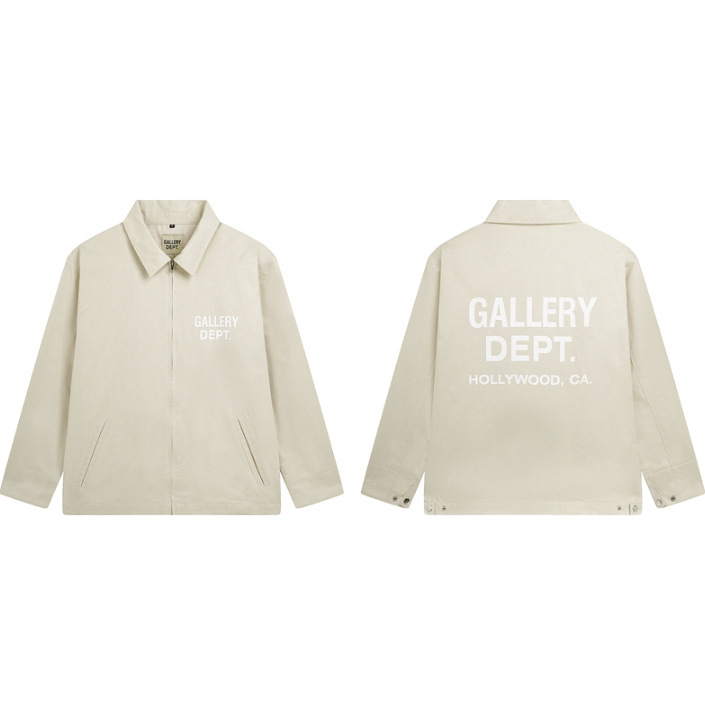 Correct version Gallery Dept new letter LOGO print coach jacket creamy-white zipper coat autumn and winter