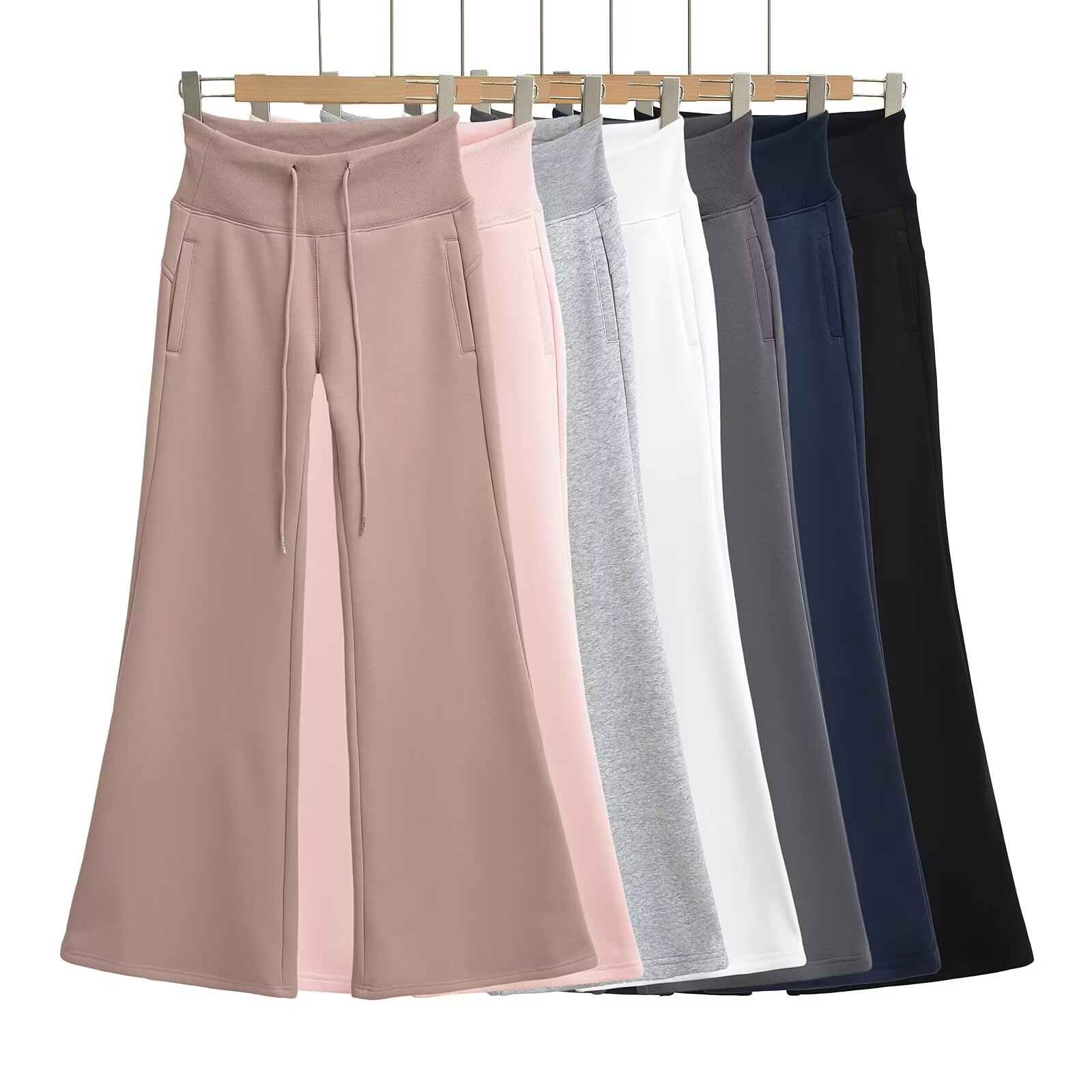 Hot girls drawstring low waist sports trumpet pants women 2025 spring and summer new Joker casual mop long pants wholesale