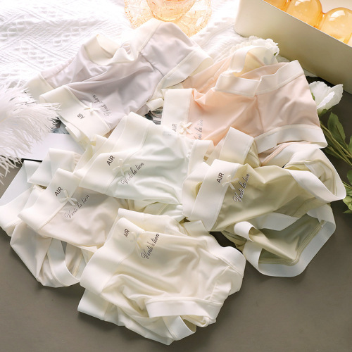 Ultra-thin facial mask pants, nylon seamless ice silk underwear for women, solid color edge, cotton side, quick-drying, one-piece mid-waist triangle