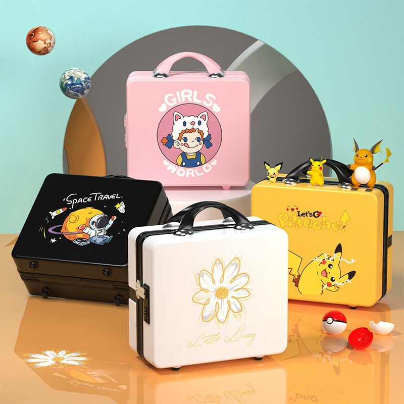 Maleta de PP hecha en fábrica caja de cremallera de 16 pulgadas Mini caja de almacenamiento de viaje patrón impreso bolsa de cosméticos de gran capacidad