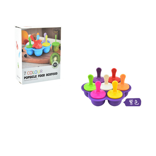 Creative 7-hole silicone ice cream mold homemade diy colorful popsicle cake mold summer popsicle mold ice tray