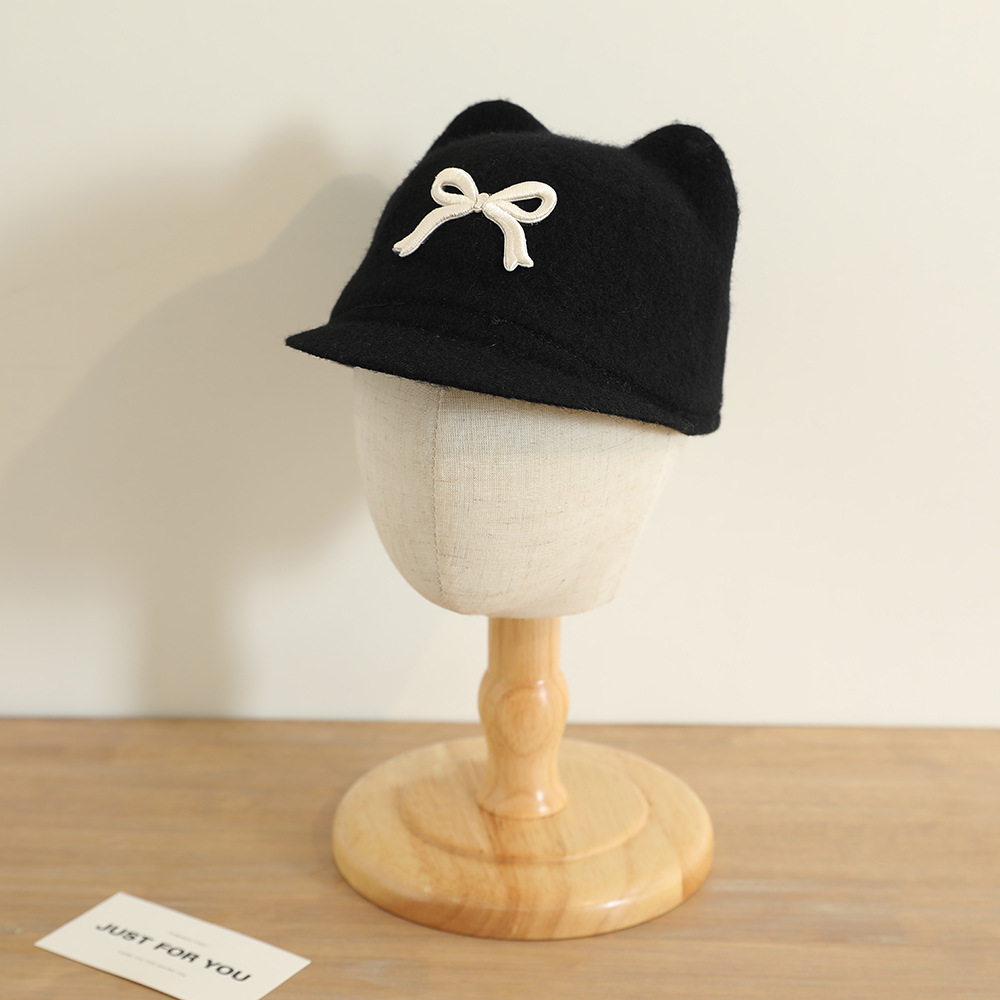 Sombreros para niños otoño y invierno bordados tridimensionales arco corto gorro de niñas gorro de moda británico gorro equestre para bebés masculinos