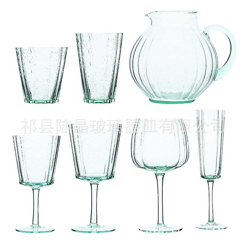 Verde fresco calabaza burbuja vidrio vino vidrio calabaza boca vidrio copa de vino copa de cristal de champán