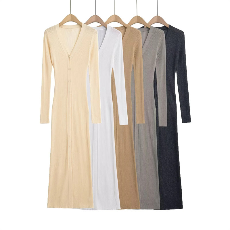 Shiny Knitted Micro-transparent Sunscreen Long-sleeved Lined Cardigan Summer New Single-row Buckle Decoration Slim-fit Knee-over-the-knee dress Shiny Knitted Micro-transparent Sunscreen Long-sleeved Lined Cardigan Summer New Single-row Buckle Decoration Slim-fit Knee-over-the-knee dress