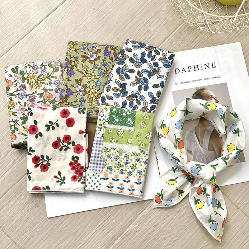 Verano y otoño japonés, flores de algodón, bufandas cuadradas, bufandas retrógradas para mujeres, bufandas de seda delgadas y frescas