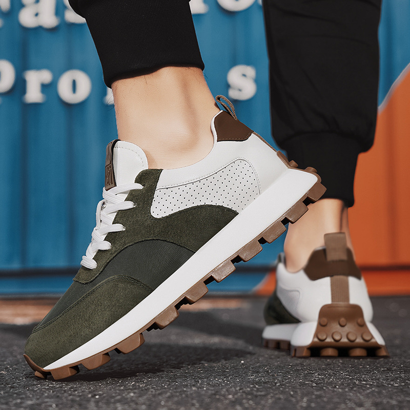 2025春季新款男鞋运动休闲阿甘男鞋日常百搭潮流男厚底皮面老爹鞋